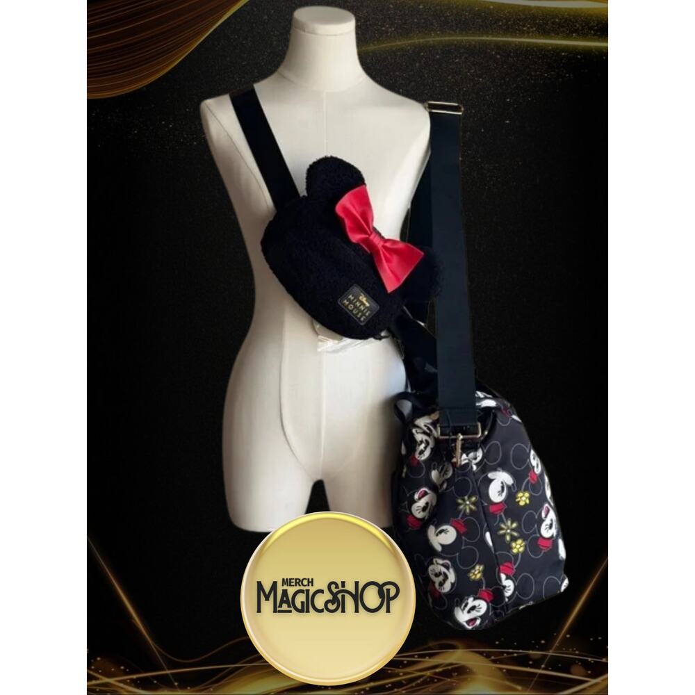 Disney Minnie Mouse 3-Piece Weekender Travel Set- Duffel, Belt Bag, Tag